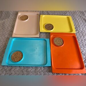 Set of 4 Acca Ware Snack Trays Cork Coaster David Douglas MCM